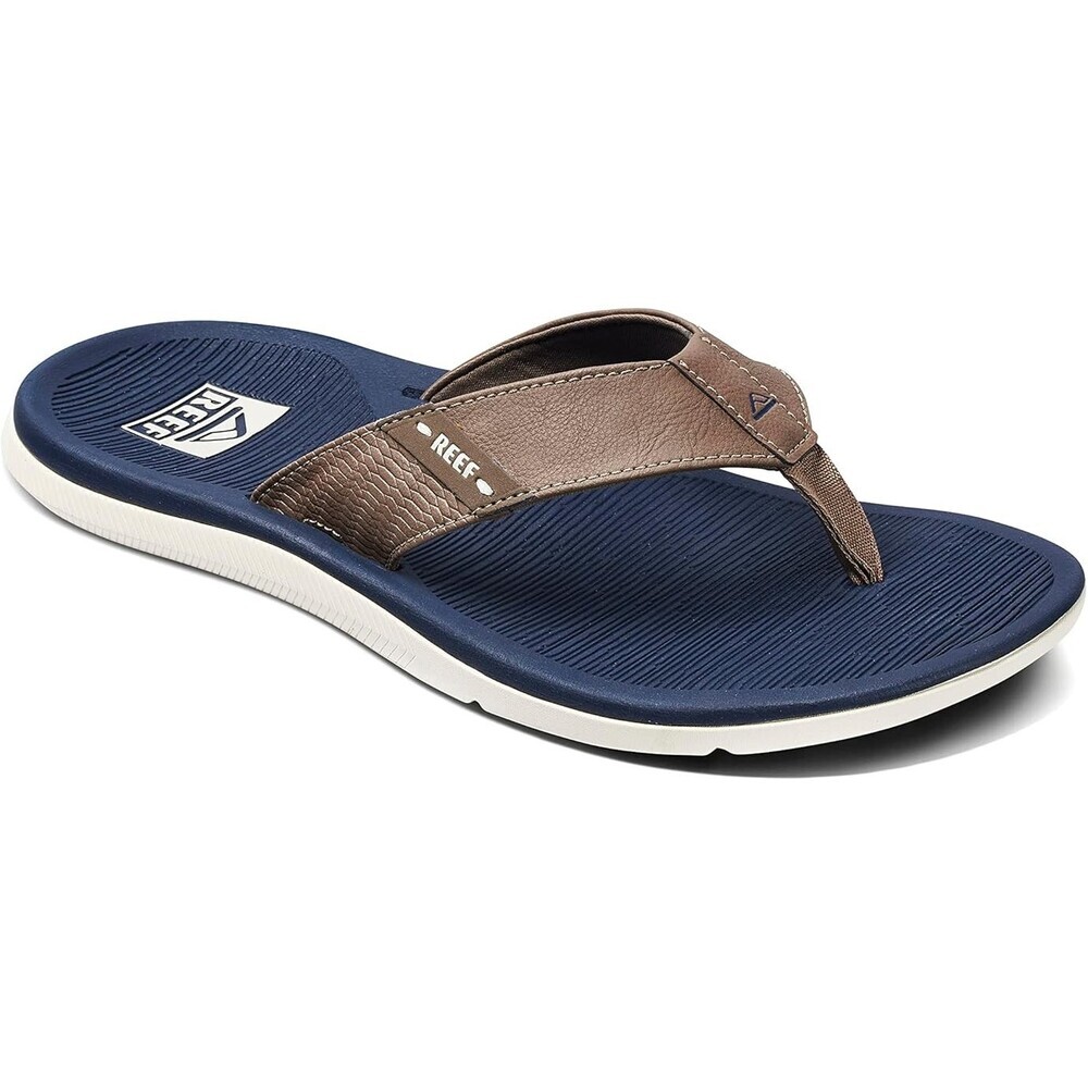 Reef Santa Ana CJ0381 Sandals Men's Navy Faux Leather Round Toe Flip Flop JAX389